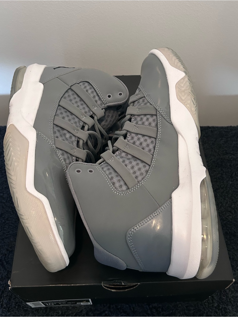 Jordan Men's Athletic Shoes - Gray Patent and White Midsole - Picture 4 of 7